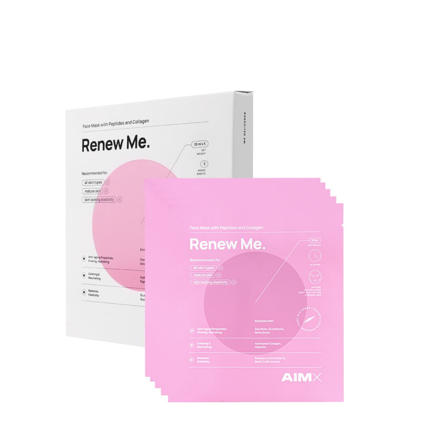 AIMX ‘Renew Me’ face mask with peptides and collagen, 5pcs